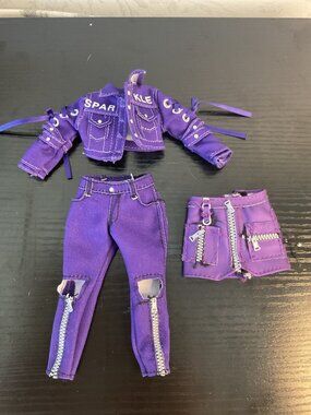 Rainbow High Krystal Bailey Series 2 Indigo Purple Denim Jacket Jeans Skirt Lot